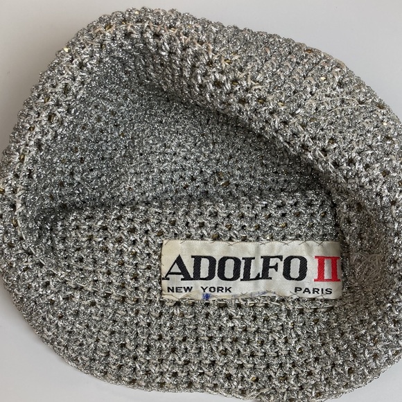 Adolfo II Vintage 60s Mixed Metals Sequin & Metallic Thread Crochet Bucket Hat - Picture 8 of 11